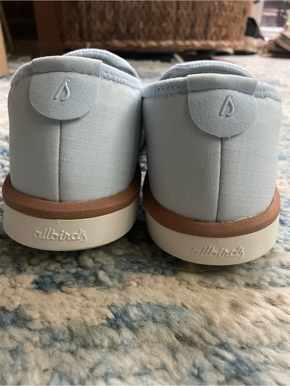 Allbirds Womens 10 Mens 8.5 Wool Loungers Woven Shoes Blue Hush Slip On-With Box